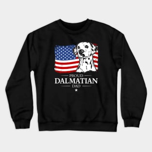 Proud Dalmatian Dad American Flag patriotic dog Crewneck Sweatshirt